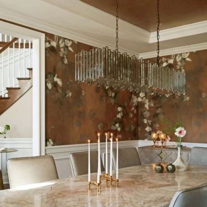 Laile Rectangular Glass Chandelier-Fullstarlighting