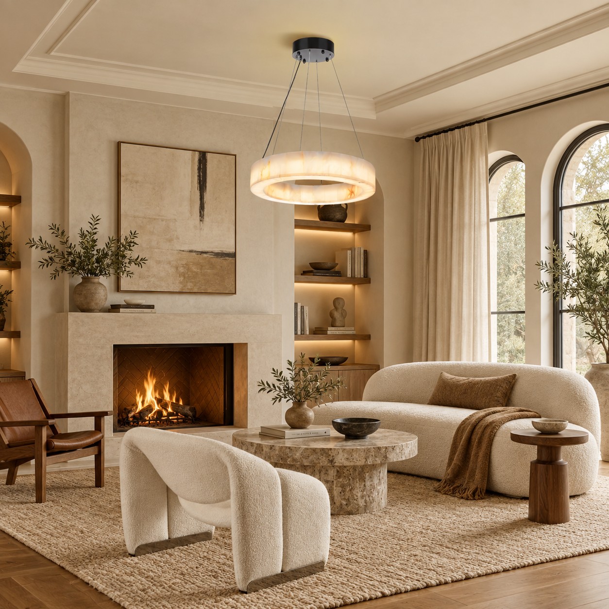 Erater Alabaster Halo Ring Chandelier