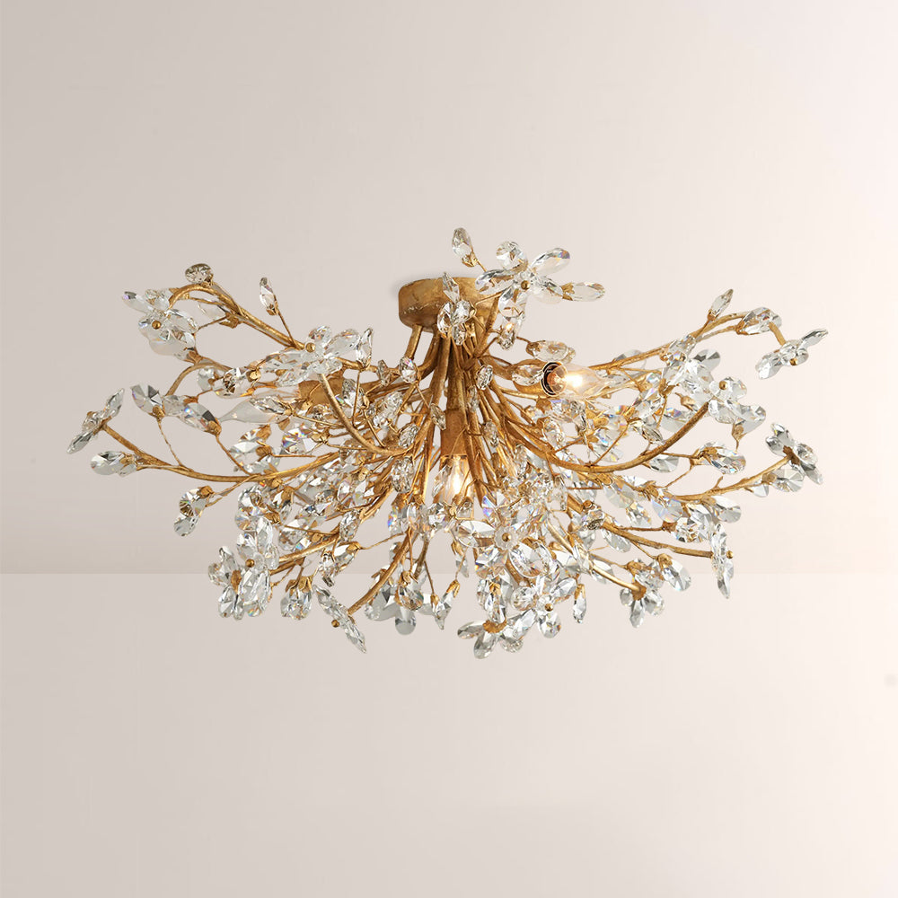 Fiora Crystal Floral Flush Mount-Fullstarlighting