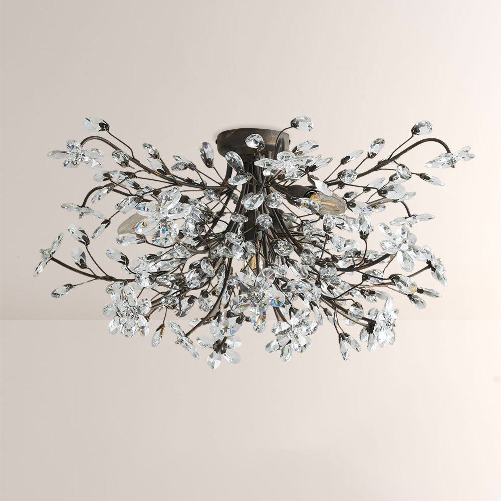 Fiora Crystal Floral Flush Mount-Fullstarlighting