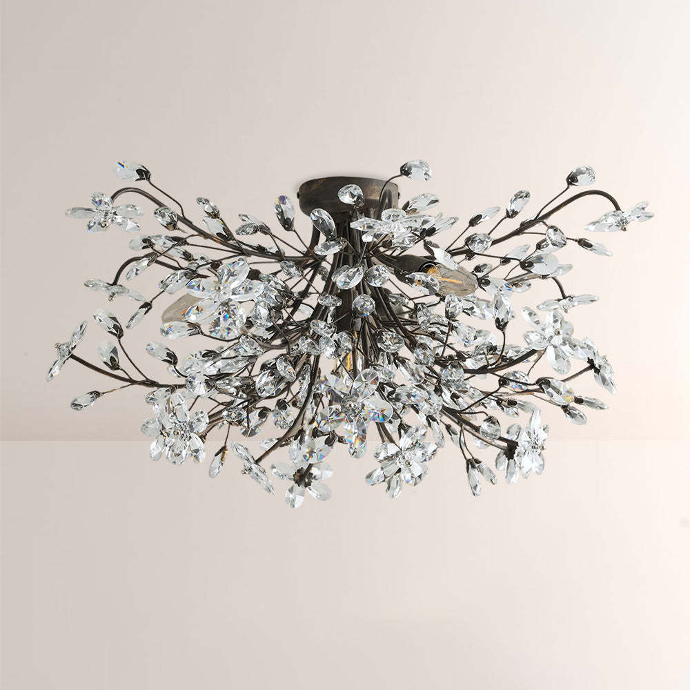 Fiora Crystal Floral Flush Mount-Fullstarlighting
