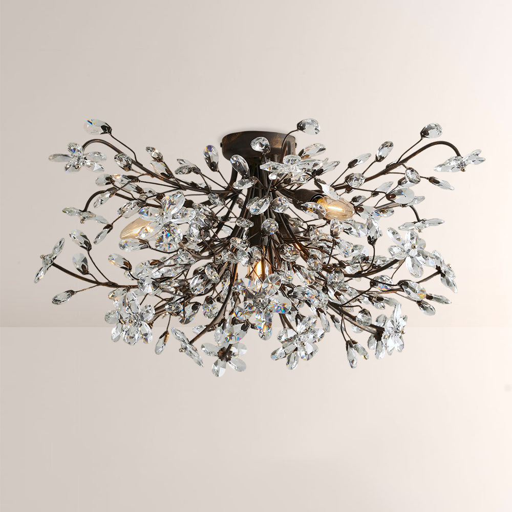 Fiora Crystal Floral Flush Mount-Fullstarlighting