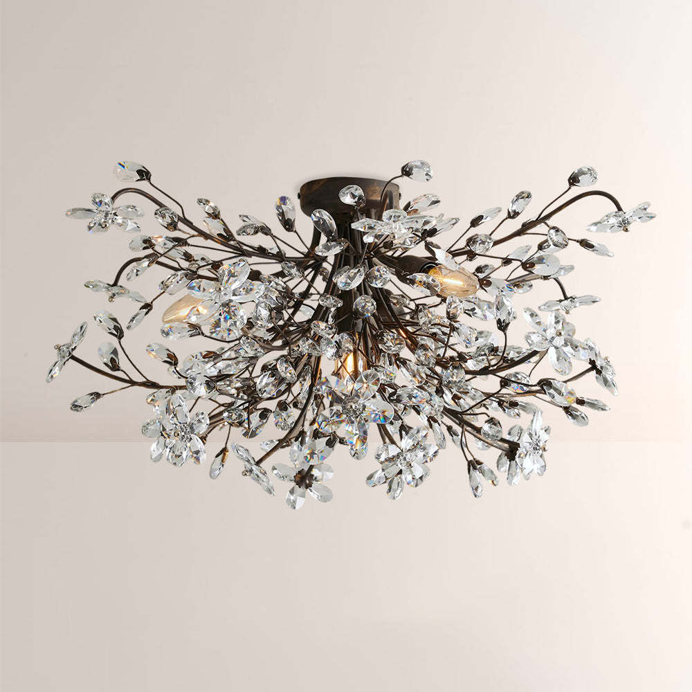 Fiora Crystal Floral Flush Mount-Fullstarlighting