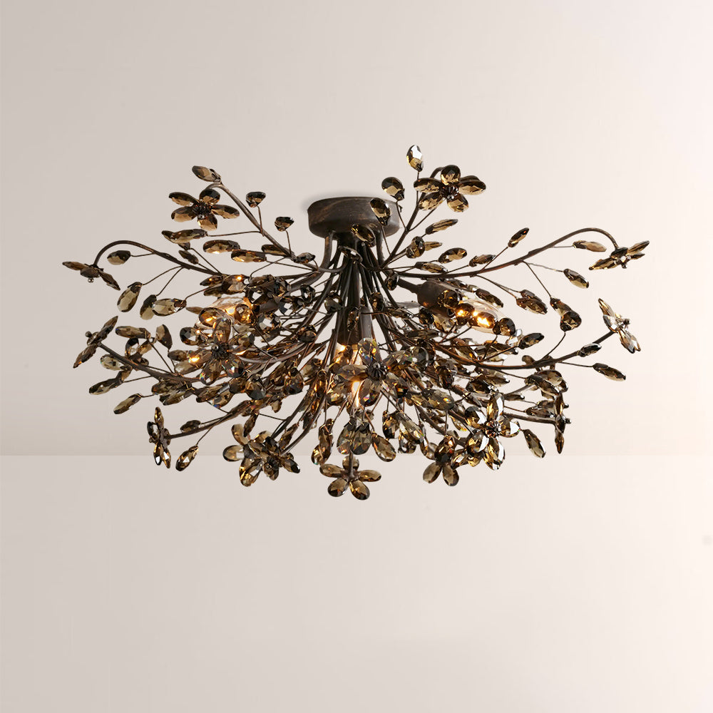 Fiora Crystal Floral Flush Mount-Fullstarlighting