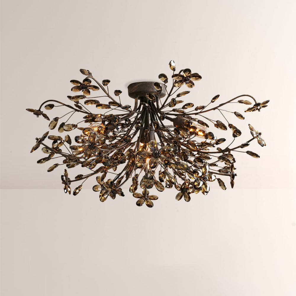 Fiora Crystal Floral Flush Mount-Fullstarlighting