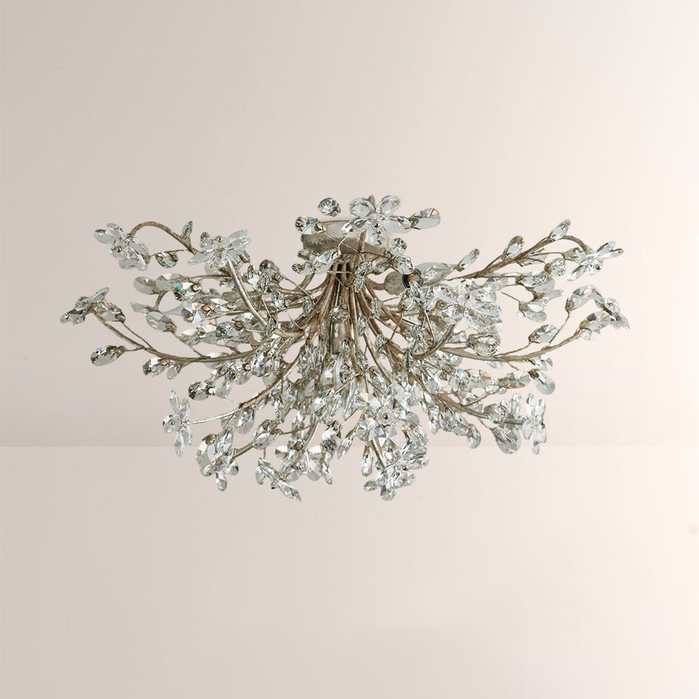 Fiora Crystal Floral Flush Mount-Fullstarlighting