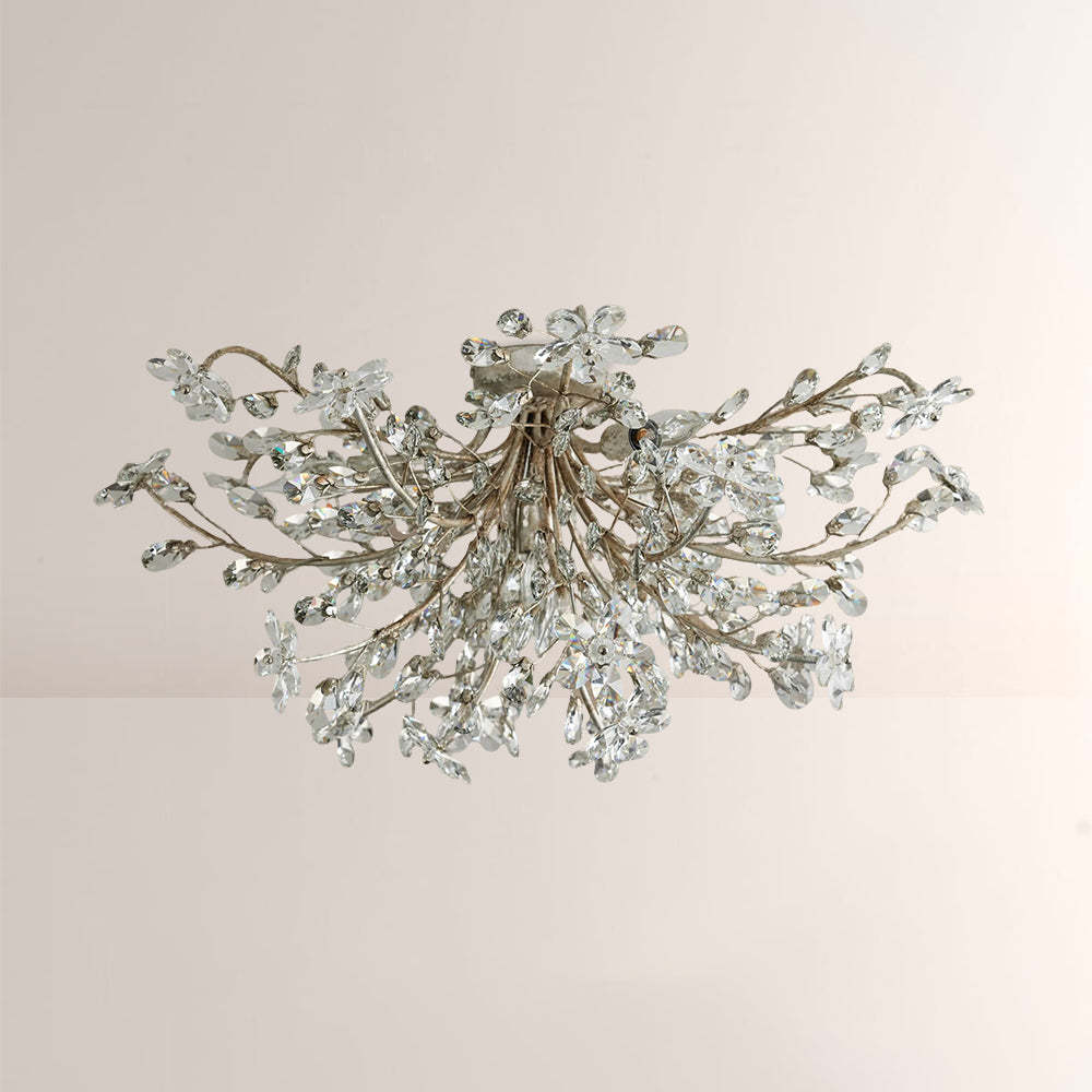 Fiora Crystal Floral Flush Mount-Fullstarlighting