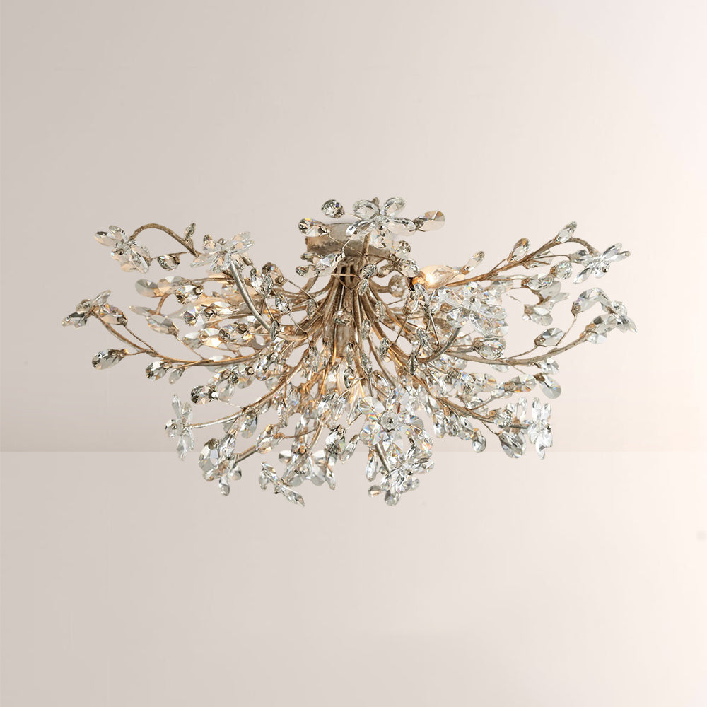 Fiora Crystal Floral Flush Mount-Fullstarlighting