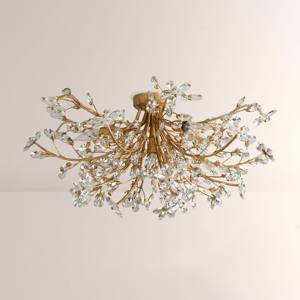 Fiora Crystal Floral Flush Mount-Fullstarlighting