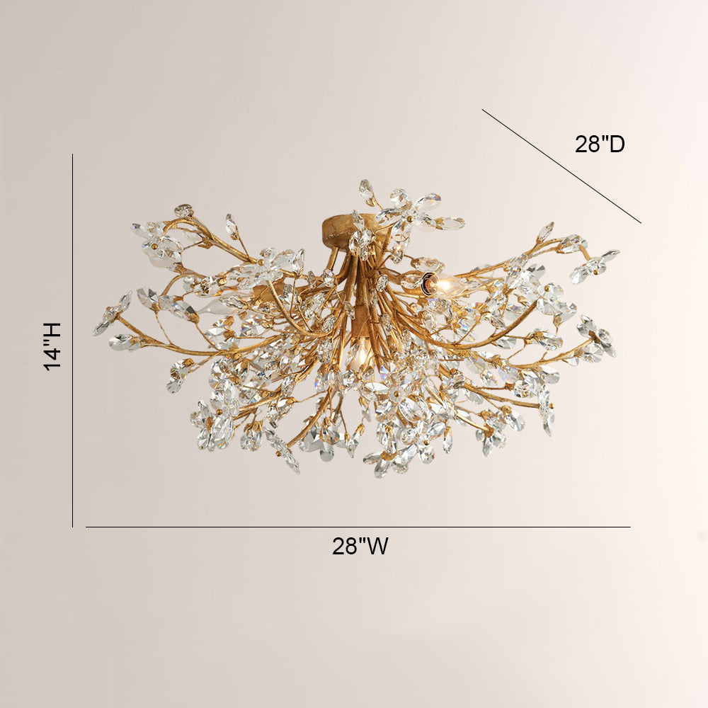 Fiora Crystal Floral Flush Mount-Fullstarlighting