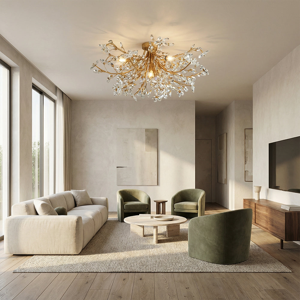 Fiora Crystal Floral Flush Mount-Fullstarlighting