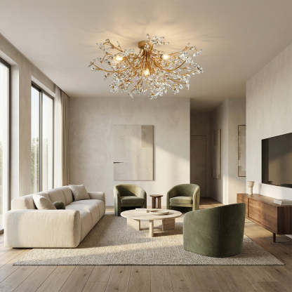 Fiora Crystal Floral Flush Mount-Fullstarlighting