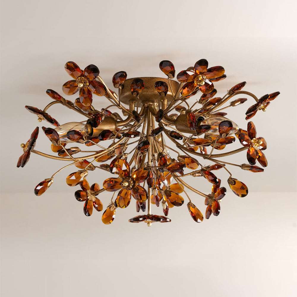Fiora Crystal Floral Flush Mount-Fullstarlighting