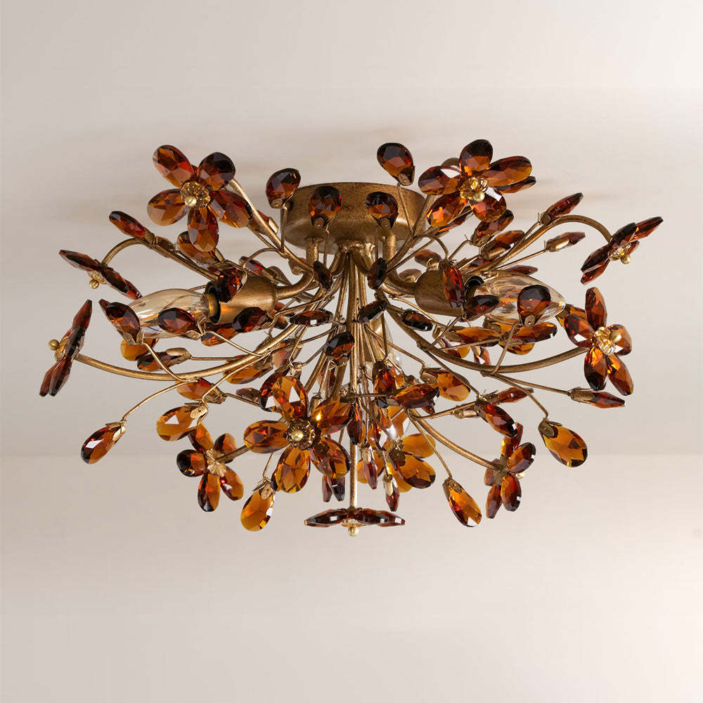Fiora Crystal Floral Flush Mount-Fullstarlighting