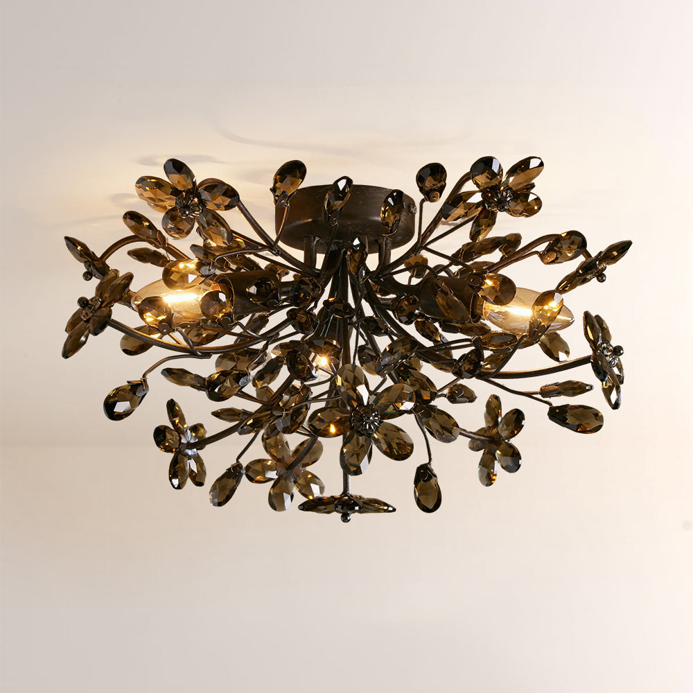 Fiora Crystal Floral Flush Mount-Fullstarlighting