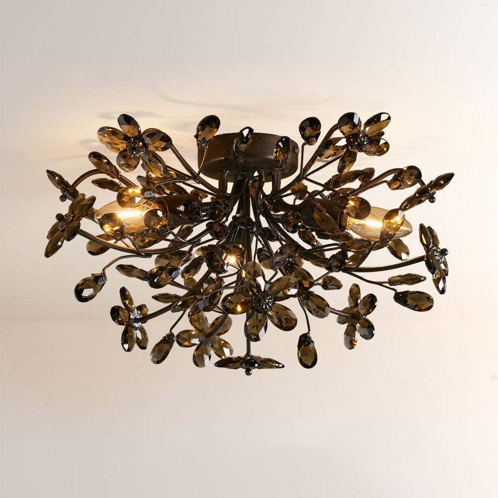 Fiora Crystal Floral Flush Mount-Fullstarlighting