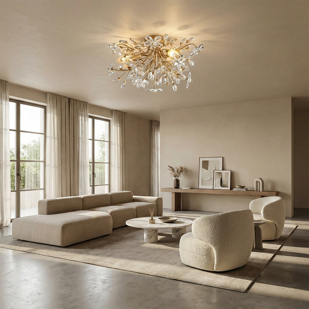 Fiora Crystal Floral Flush Mount-Fullstarlighting