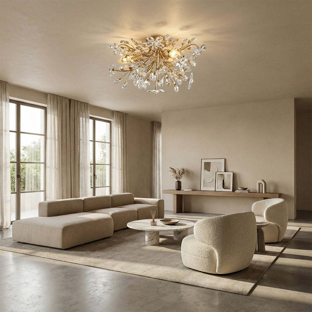 Fiora Crystal Floral Flush Mount-Fullstarlighting