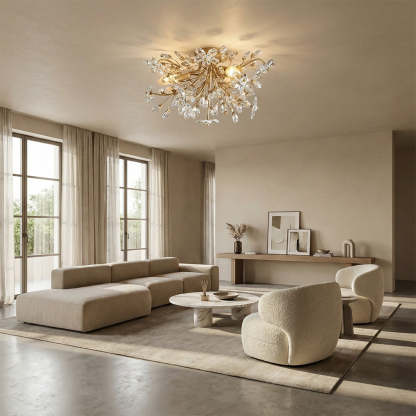 Fiora Crystal Floral Flush Mount-Fullstarlighting