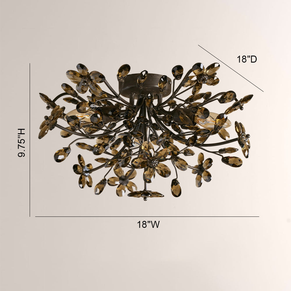 Fiora Crystal Floral Flush Mount-Fullstarlighting