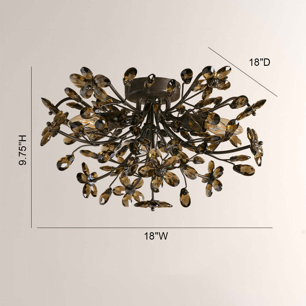 Fiora Crystal Floral Flush Mount-Fullstarlighting