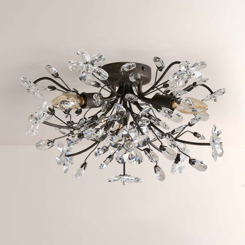 Fiora Crystal Floral Flush Mount-Fullstarlighting