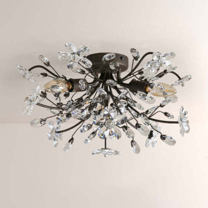 Fiora Crystal Floral Flush Mount-Fullstarlighting