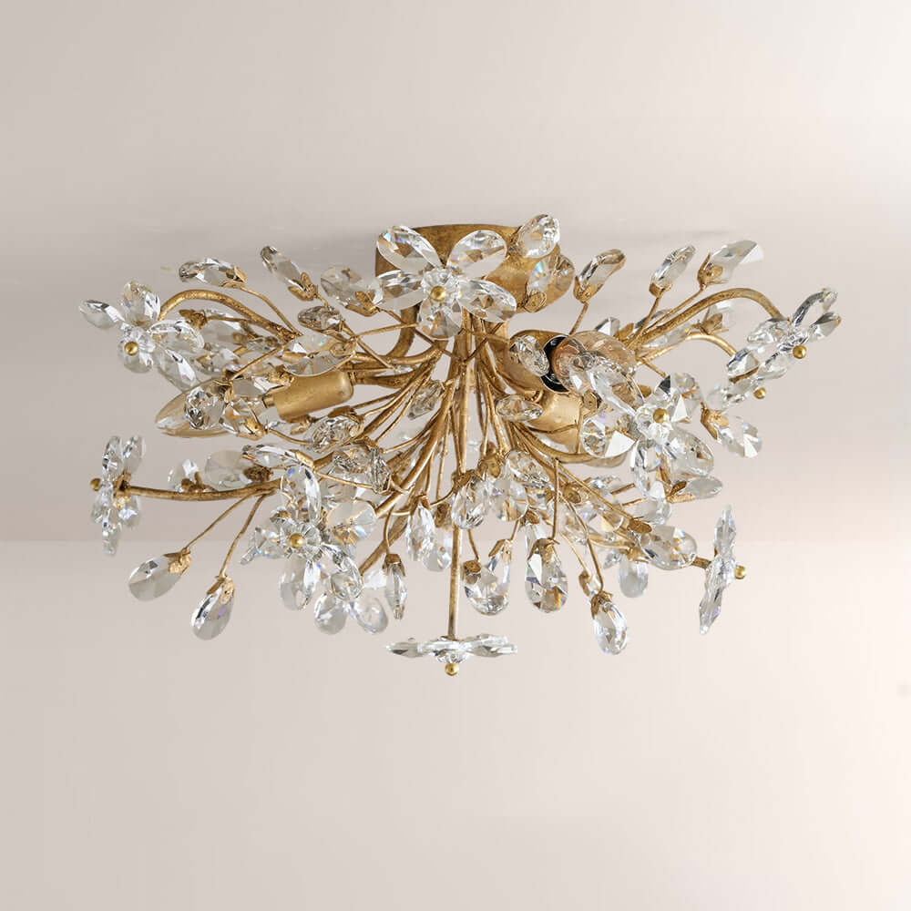 Fiora Crystal Floral Flush Mount-Fullstarlighting