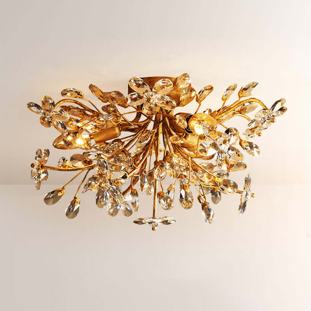 Fiora Crystal Floral Flush Mount-Fullstarlighting