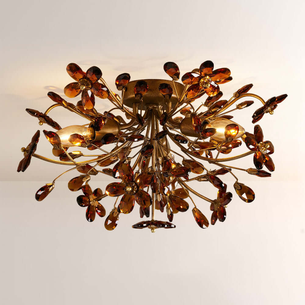 Fiora Crystal Floral Flush Mount-Fullstarlighting