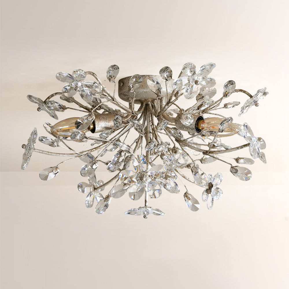 Fiora Crystal Floral Flush Mount-Fullstarlighting