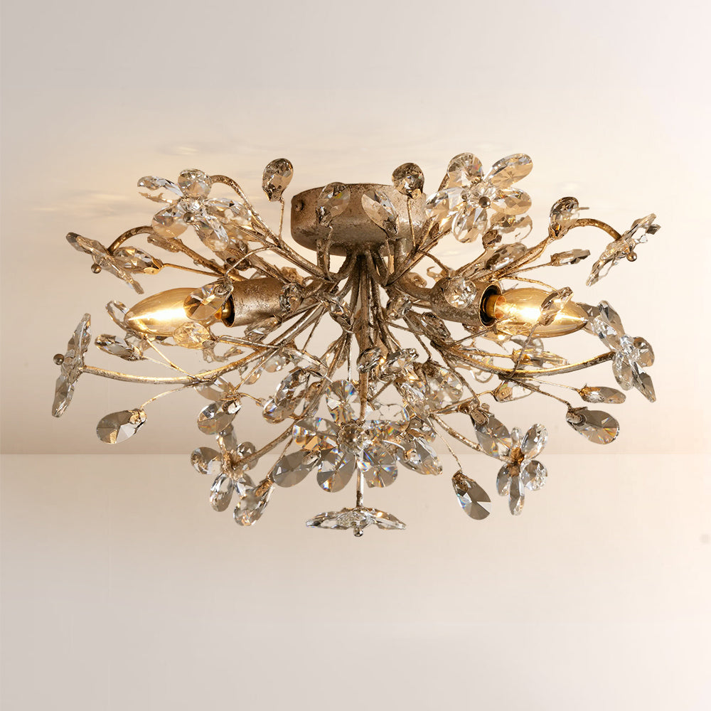 Fiora Crystal Floral Flush Mount-Fullstarlighting