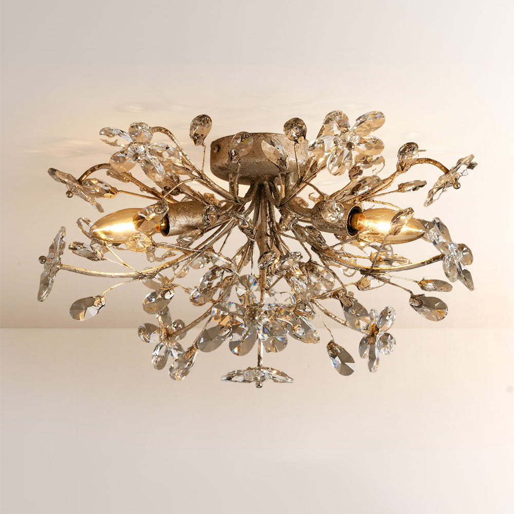 Fiora Crystal Floral Flush Mount-Fullstarlighting