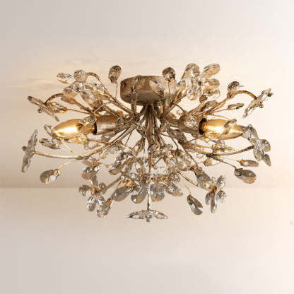 Fiora Crystal Floral Flush Mount-Fullstarlighting