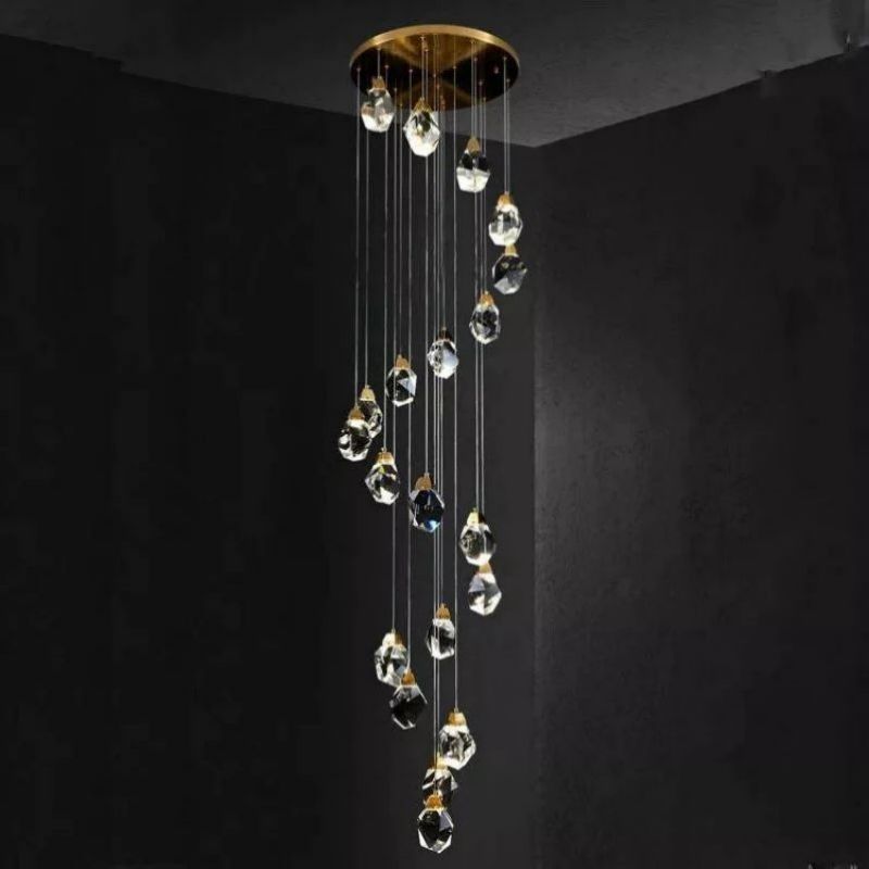 Slipe Faceted Crystal Prisms Chandeliers For Staircase-Fullstarlighting