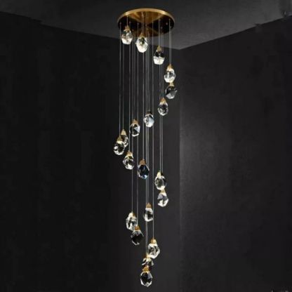Slipe Faceted Crystal Prisms Chandeliers For Staircase-Fullstarlighting