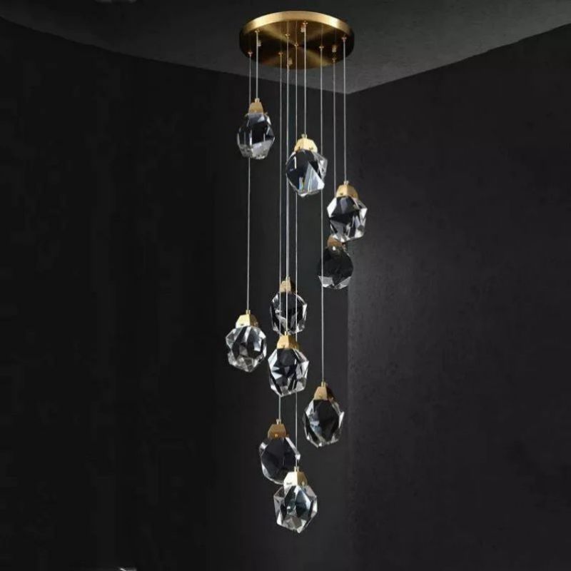 Slipe Faceted Crystal Prisms Chandeliers For Staircase-Fullstarlighting