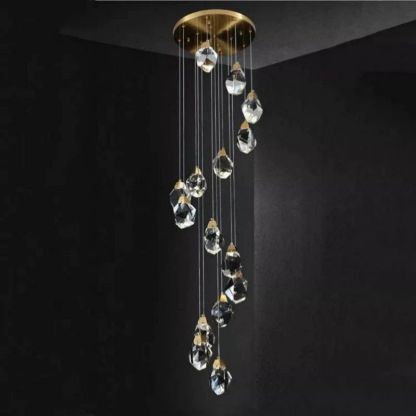 Slipe Faceted Crystal Prisms Chandeliers For Staircase-Fullstarlighting