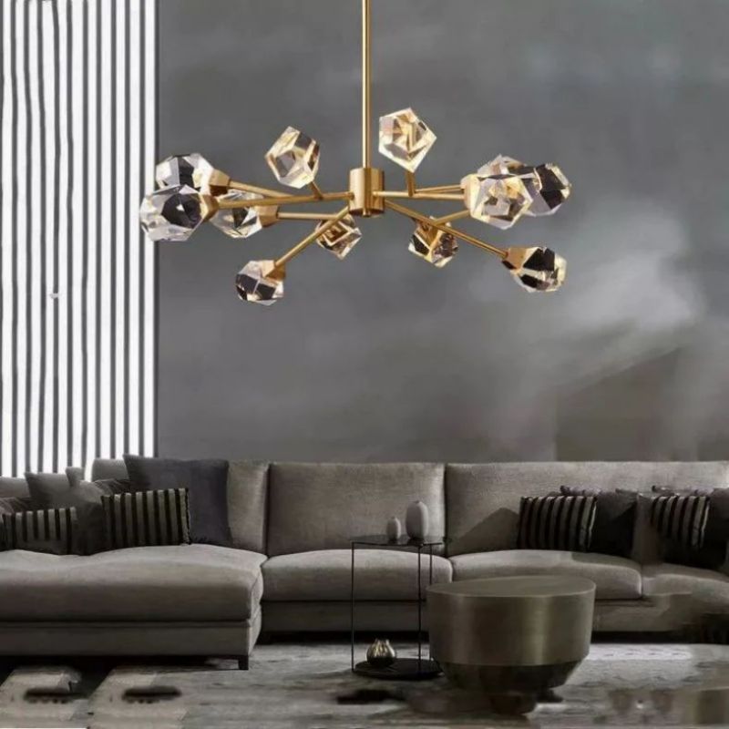 Slipe Faceted Oval Chandelier For Living Room-Fullstarlighting