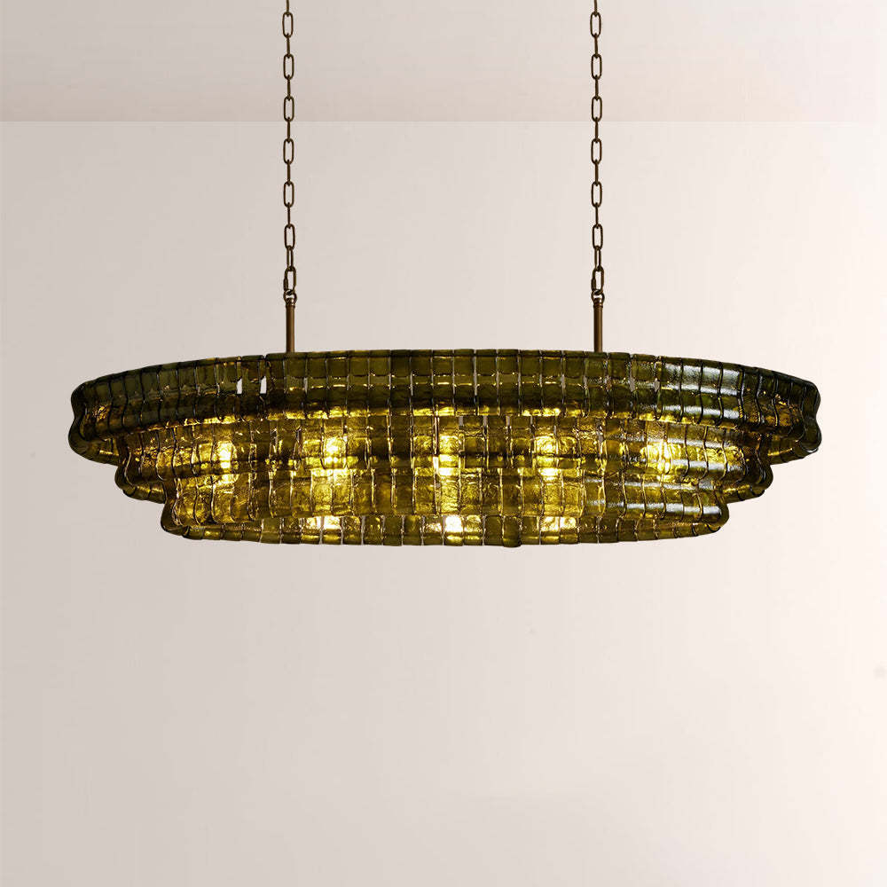 Ghiaccia Textured Glass Linear Chandelier,luxury art glass chandelier