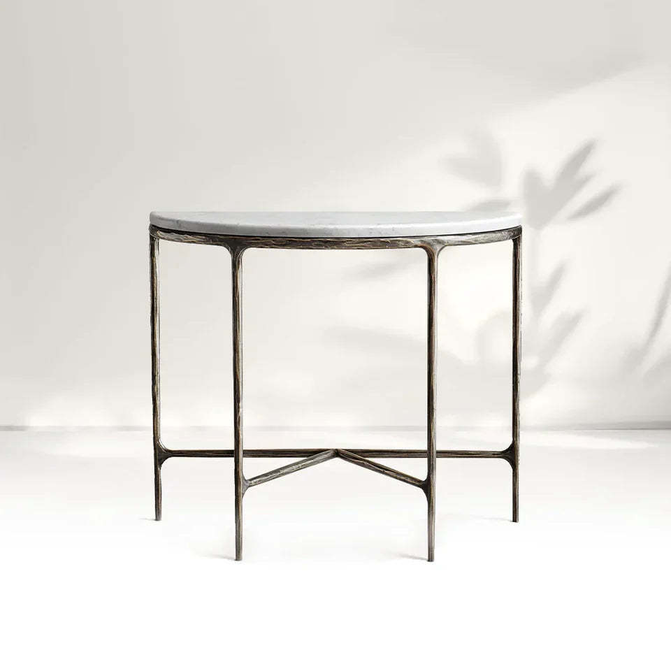 Giacometti Marble Demilune Console Table,modern organic console table