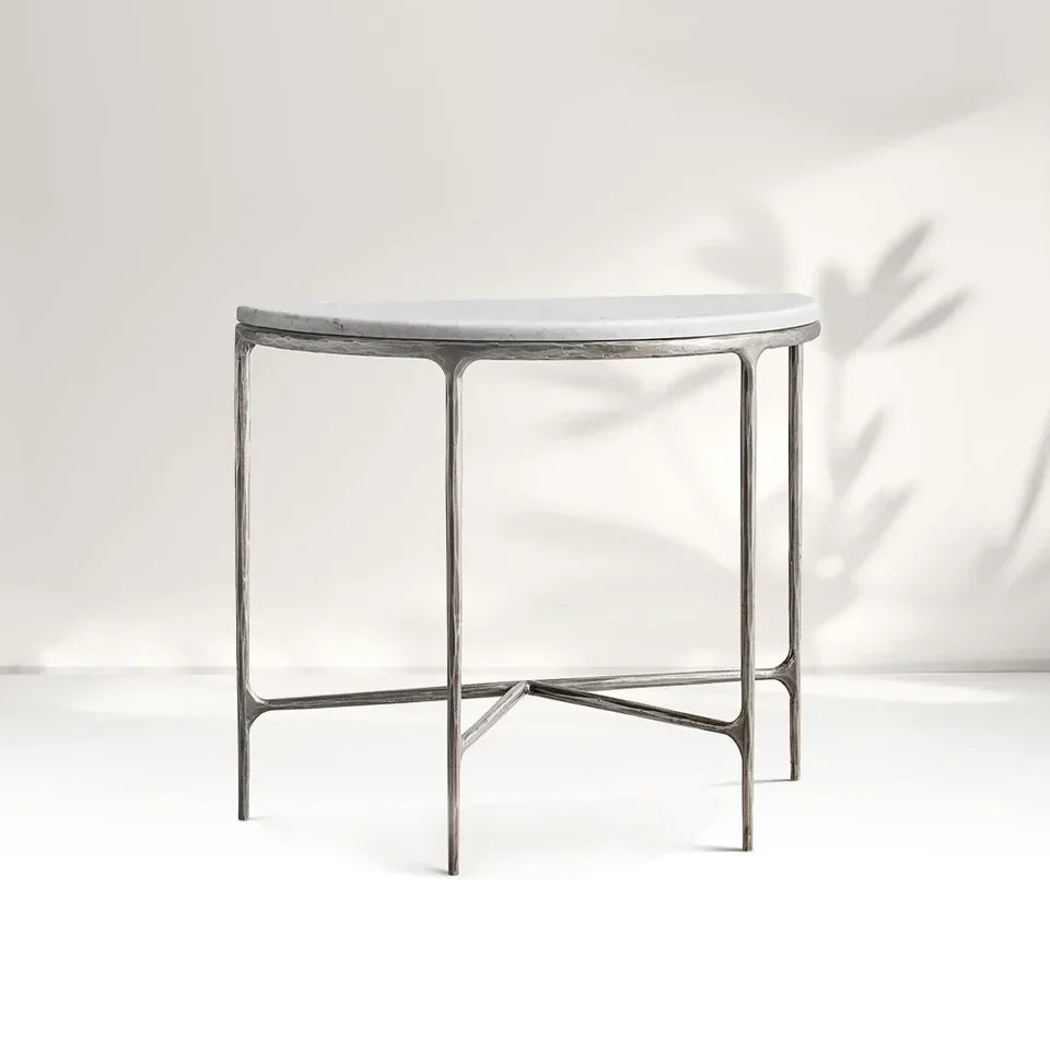 Giacometti Marble Demilune Console Table