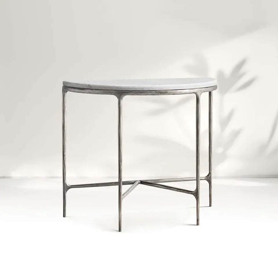 Giacometti Marble Demilune Console Table