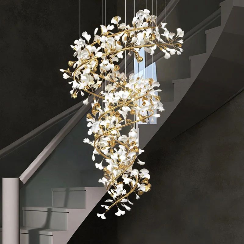 Ginkgo Cascading B (Spiral) Branch Chandelier-Fullstarlighting