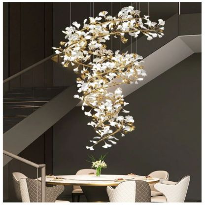 Ginkgo Cascading B (Spiral) Branch Chandelier-Fullstarlighting