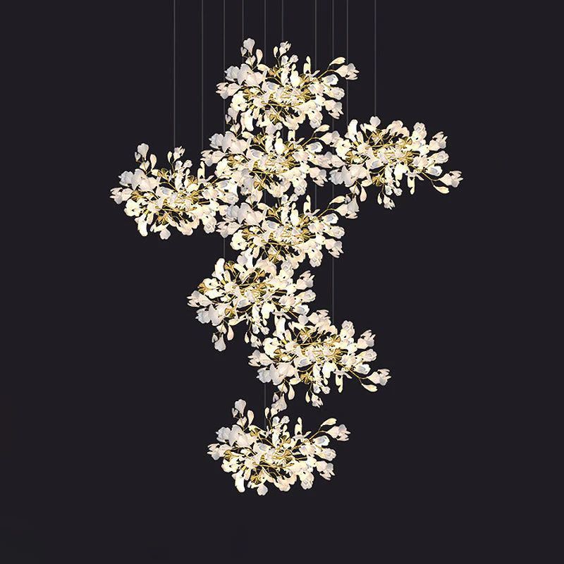 Ginkgo Cascading C (Alternating) Branch Chandelier-Fullstarlighting