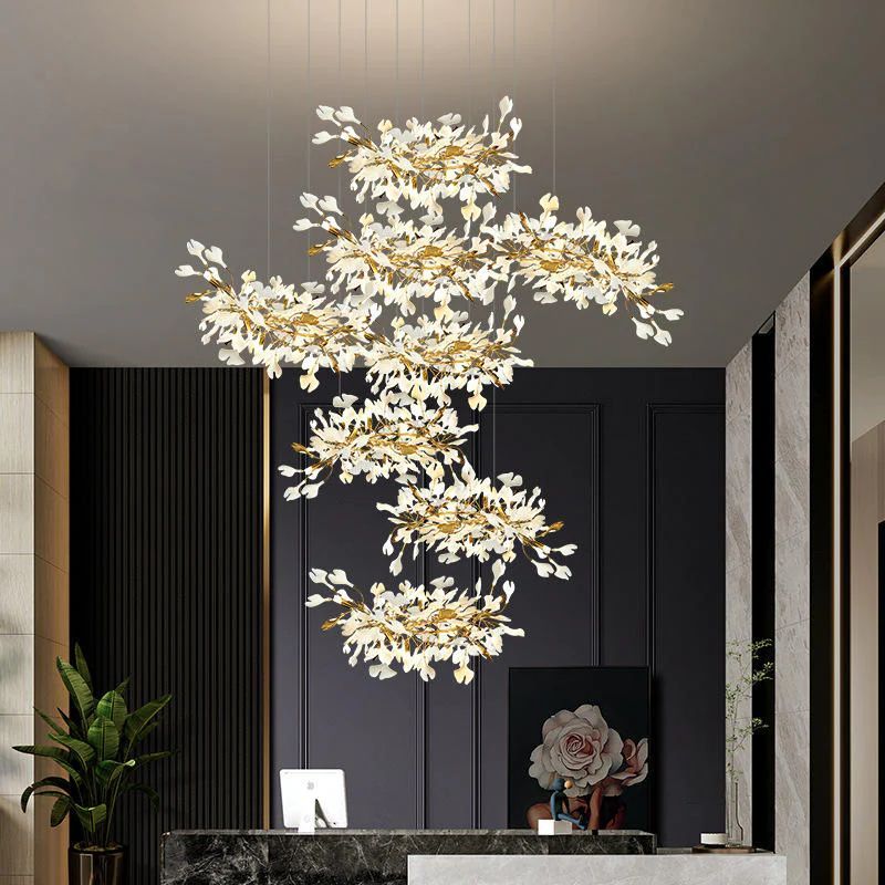 Ginkgo Cascading C (Alternating) Branch Chandelier-Fullstarlighting