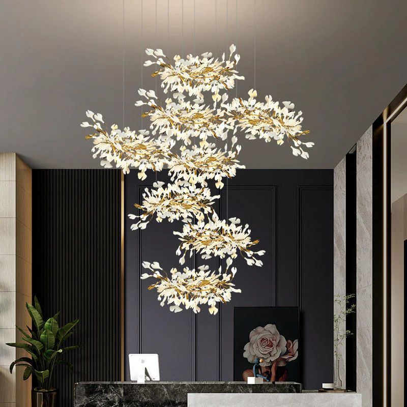 Ginkgo Cascading C (Alternating) Branch Chandelier-Fullstarlighting