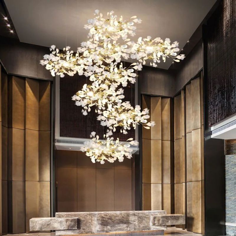 Ginkgo Cascading C (Alternating) Branch Chandelier-Fullstarlighting