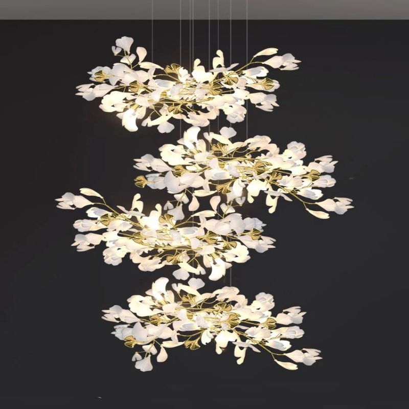 Ginkgo Cascading C (Alternating) Branch Chandelier-Fullstarlighting